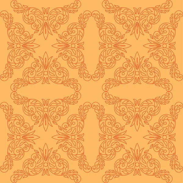 Оранжевый бесшовный узор с красным декором - вектор — стоковый вектор