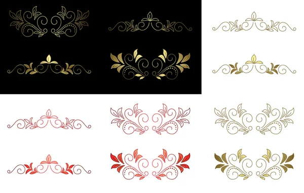 Vector floral golden and red design elements — Stock Vector
