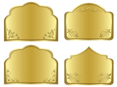 Gold frames with floral decoration - vector set clipart