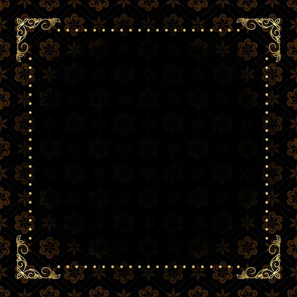 Vector zwarte kaart met gouden frame — Stockvector