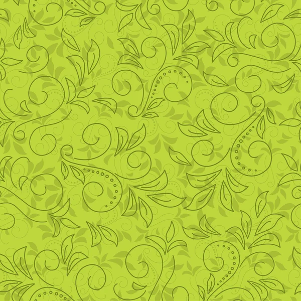 Green seamless floral pattern - vector — Stock Vector