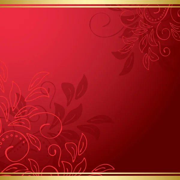 Tarjeta floral roja con cintas de oro - vector — Vector de stock