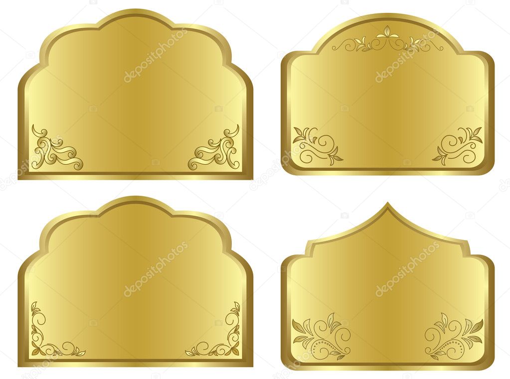 Gold frames with floral decoration - vector set