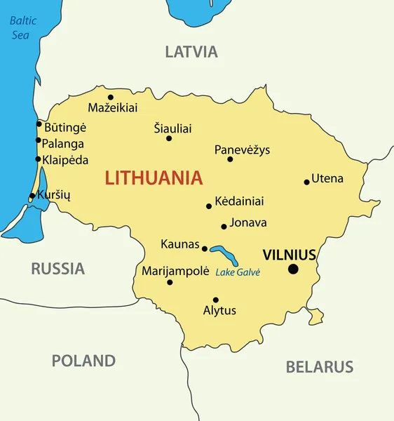 Repubblica di Lituania - mappa vettoriale — Vettoriale Stock