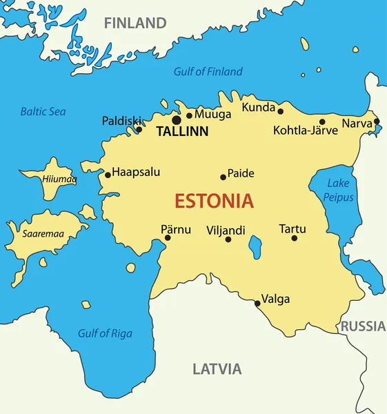 República da Estónia - mapa vetorial —  Vetores de Stock