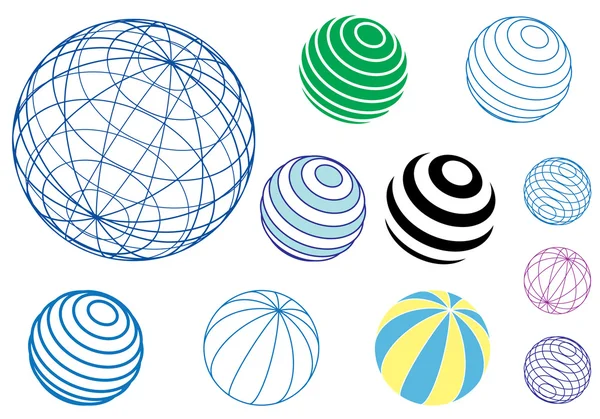 Set of vector globes and balls — Stock Vector