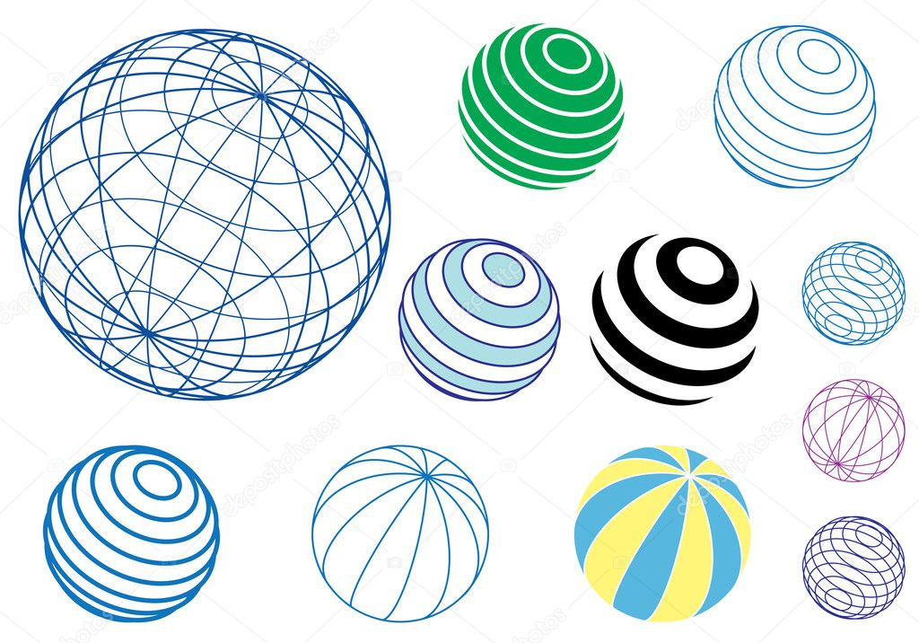 Set of vector globes and balls