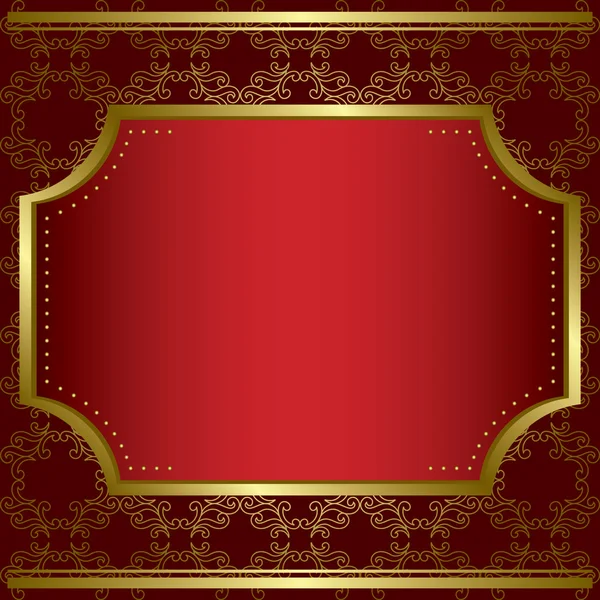 Decorative card with center gold frame and gold texture - vector — Stock Vector