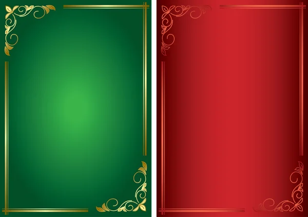 Set - marcos decorativos vectoriales verdes y rojos — Vector de stock