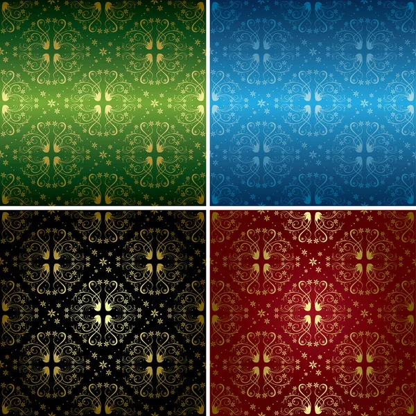 Set of colorful floral seamless patterns - vector — Stock Vector