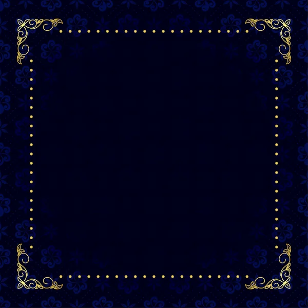 Векторная темно-синяя карта с золотой рамой — стоковый вектор
