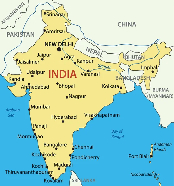República da Índia - mapa vetorial —  Vetores de Stock