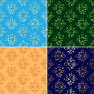 Set of light and dark vector seamless vintage patterns clipart