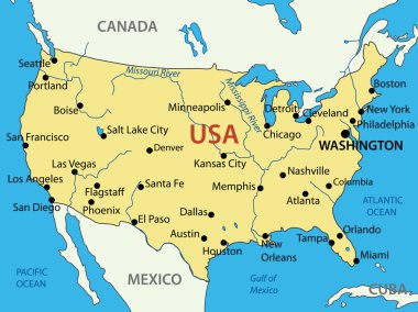 Amerika Birleşik Devletleri - vektör harita