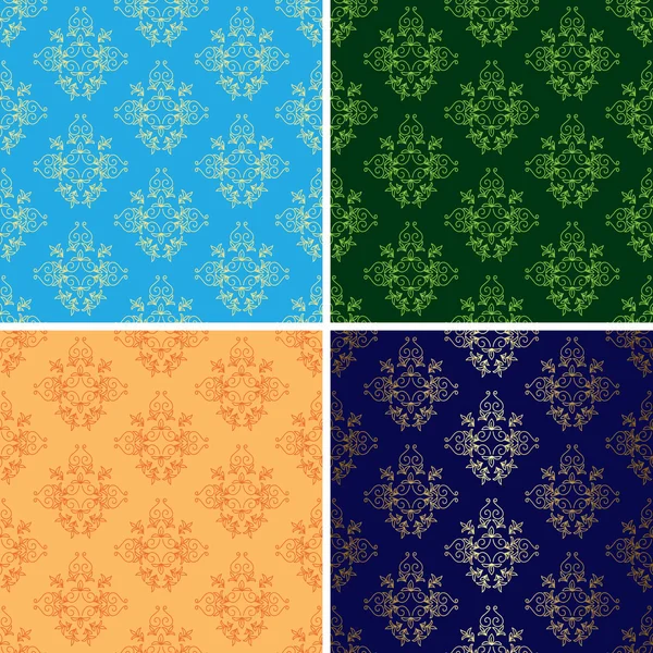 Set of light and dark vector seamless vintage patterns — Stock Vector