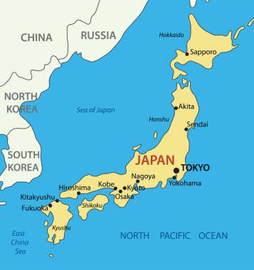 Japonya - vektör harita
