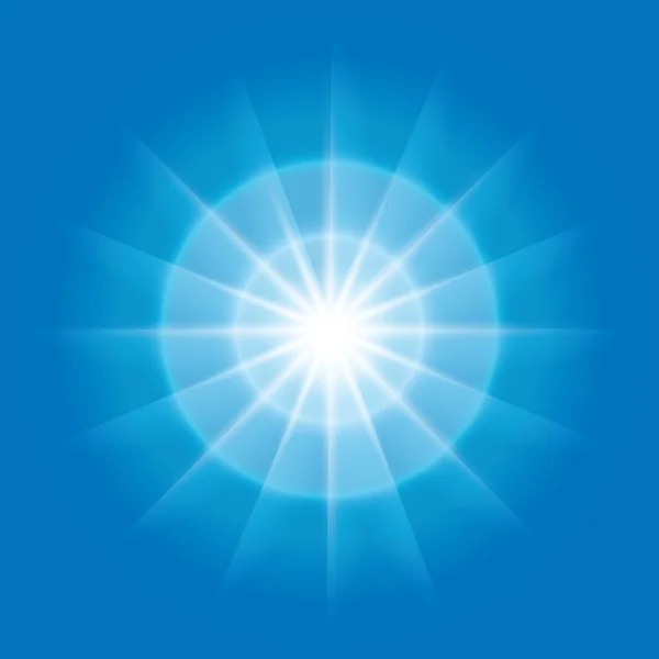 Vetor elemento radial abstrato com raios sobre fundo azul — Vetor de Stock
