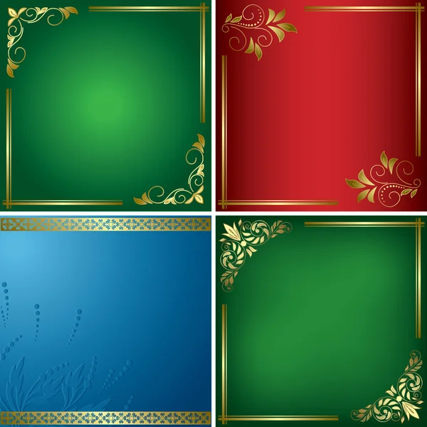 Set - bright vector cards with golden frames — Stock Vector
