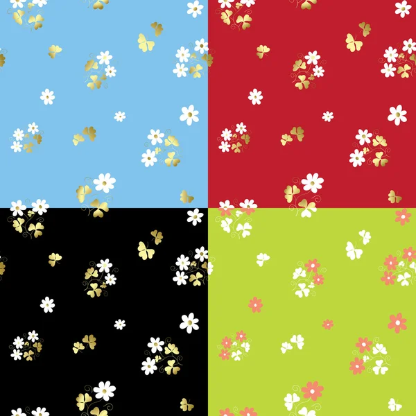 Conjunto de patrones florales de verano - vector — Archivo Imágenes Vectoriales