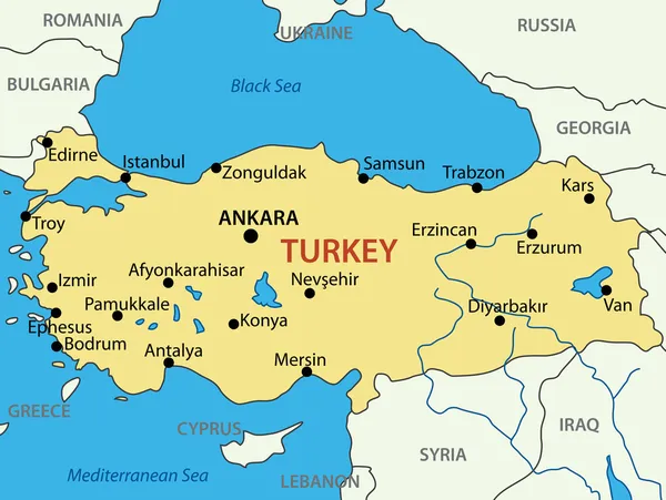 Республика Турция - векторная карта — стоковый вектор