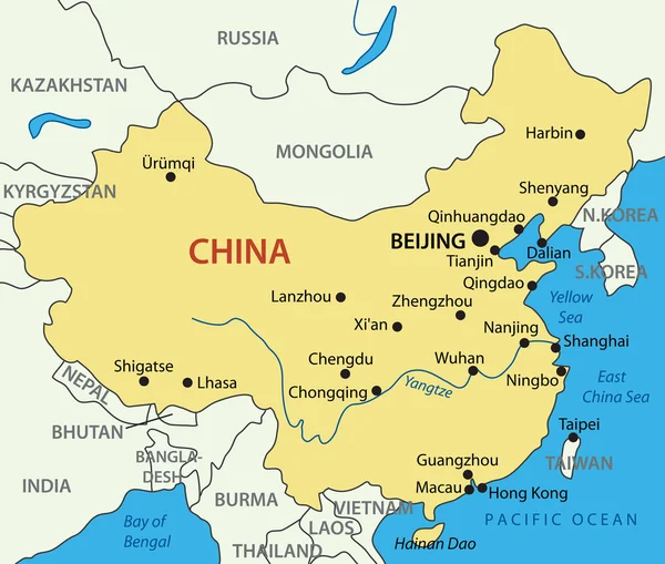 Κίνα - χάρτη διάνυσμα — Διανυσματικό Αρχείο