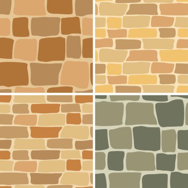 Set - vector stone wall - seamless patterns clipart