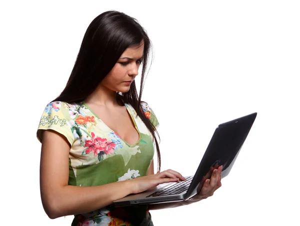 College meisje met laptop — Stockfoto