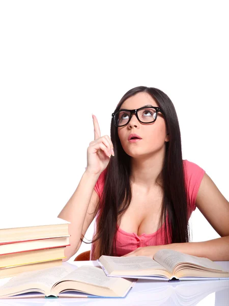 Collège fille avec des livres — Photo