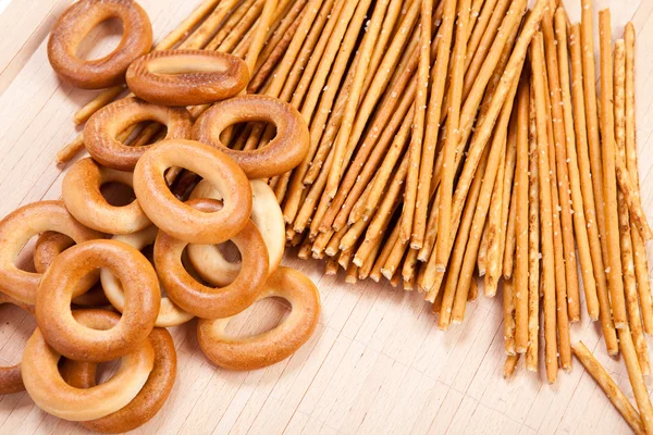 Bread ring and breadsticks — Stock Photo, Image