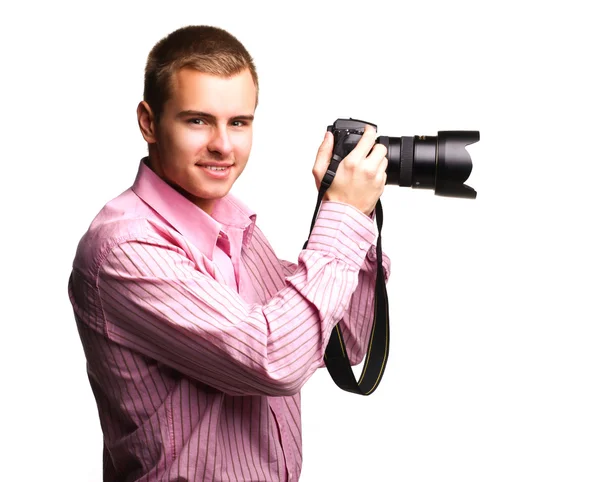 Homem com câmera Fotografia De Stock