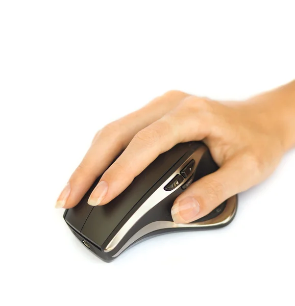 Bezdrátová myš s rukou — Stock fotografie