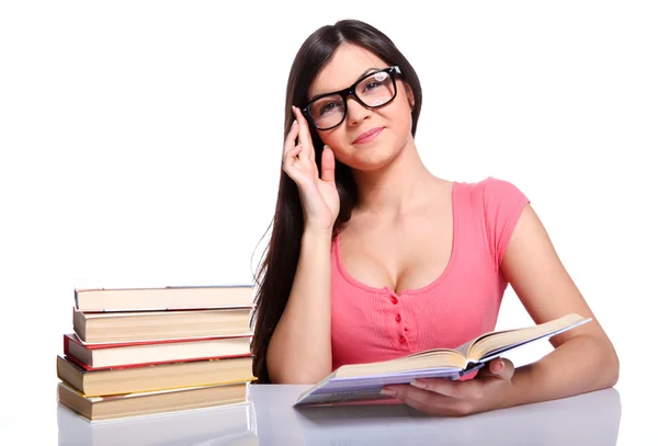 College meisje met boeken — Stockfoto