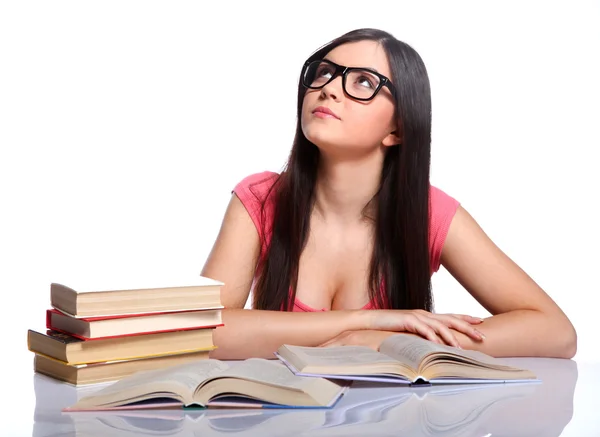 College-Mädchen mit Büchern — Stockfoto