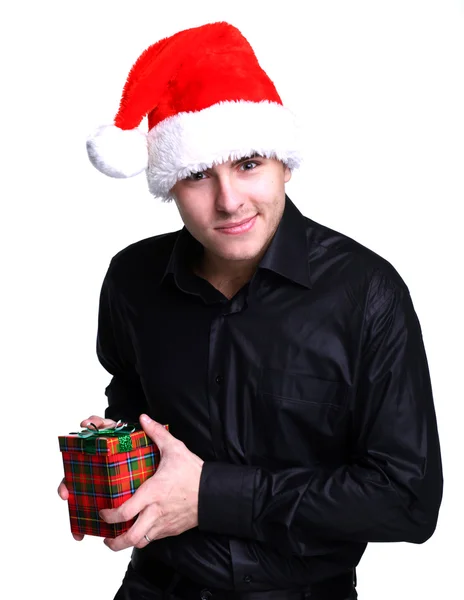 Різдвяний чоловік з подарунком — стокове фото