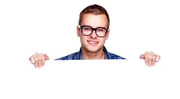 Young man with placard — Stock Photo, Image