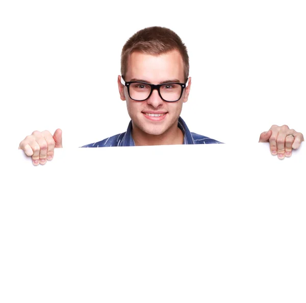 Mladý muž s transparent — Stock fotografie