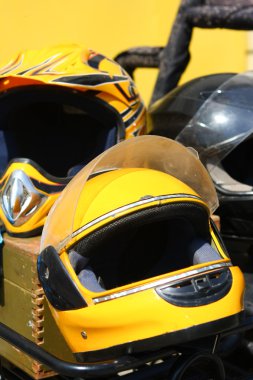 Yellow motobike helmet clipart