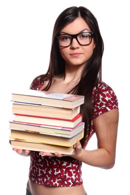 College girl with books clipart