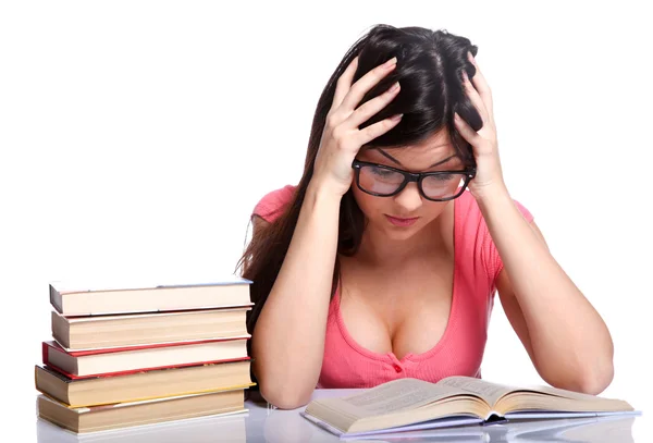 College meisje met boeken — Stockfoto