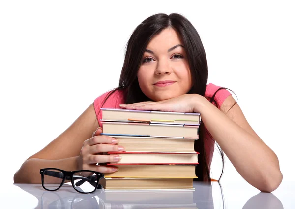 Chica universitaria con libros —  Fotos de Stock