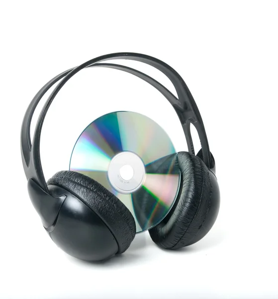 Muziek-cd en hoofdtelefoon — Stockfoto