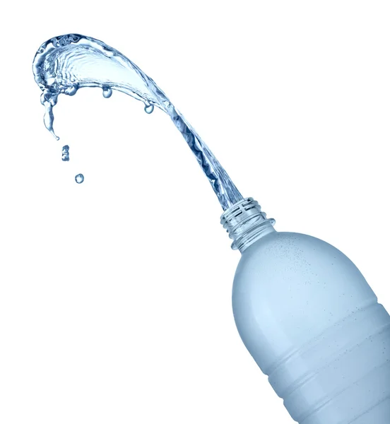 Bottle and water splash isolated on white — Stock Photo, Image