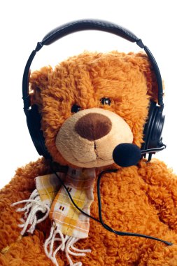 Child's call centre employee wearing a headset clipart