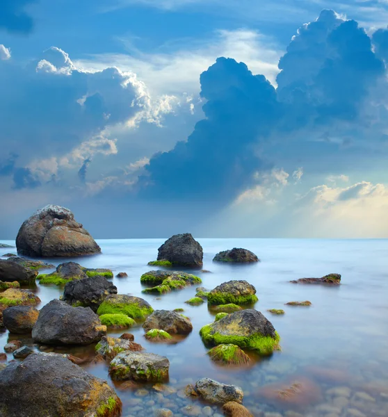 석양 바다 돌 — 스톡 사진