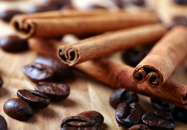 stock image Cinnamon with coffee beans