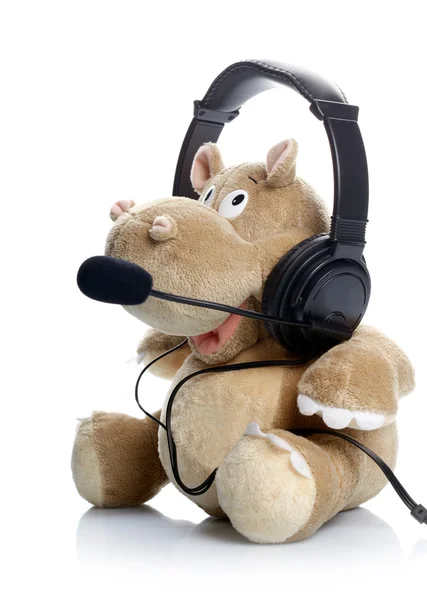 Barns call centre medarbetaren bär ett headset — Stockfoto