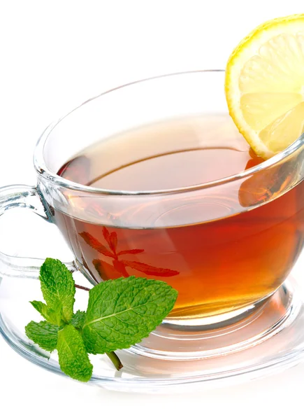 Tazza di tè con limone e menta — Foto Stock