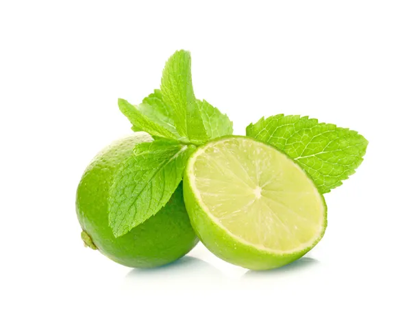 Limes and mint isolated on white background — Stock Photo, Image