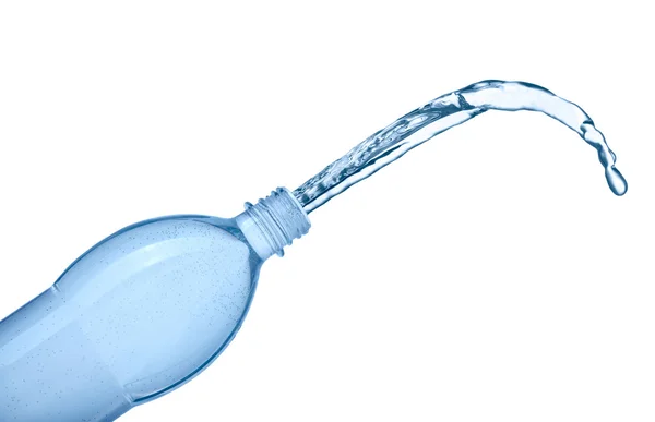 Flasche und Wasserspritzer isoliert auf weiß — Stockfoto