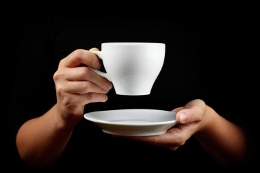 Cup of coffee in the women clipart